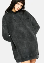 Aelin Sword Applique Hooded Sweater Dress Black