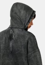 Aelin Sword Applique Hooded Sweater Dress Black g