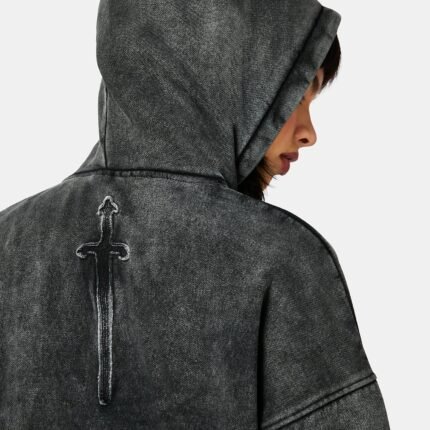 Aelin Sword Applique Hooded Sweater Dress Black g