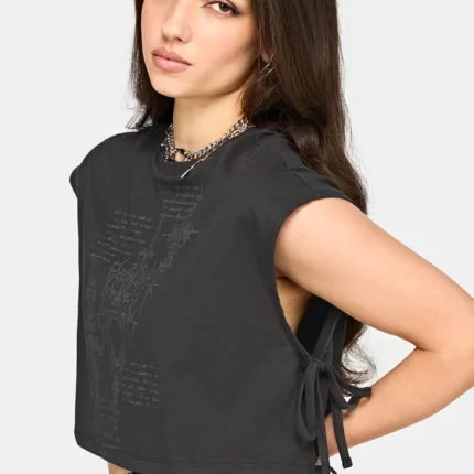 Alana Tie Side Graphic Crop Top