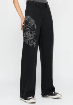 Cleo Phoenix Print Wide Leg Denim Jeans