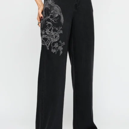 Cleo Phoenix Print Wide Leg Denim Jeans