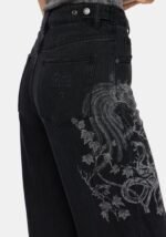 Cleo Phoenix Print Wide Leg Denim Jeans fg