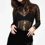 Deva Velour Lace Trim Tie Waist Skort