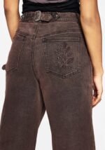 Echo Autumnal Leaf Embroidered Pocket Detail Cropped Jeans f