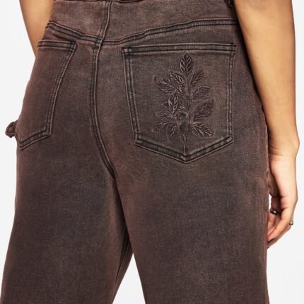 Echo Autumnal Leaf Embroidered Pocket Detail Cropped Jeans f