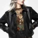 Ermania Crop Faux Leather Jacket