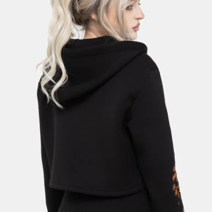 Foxglove Embroidered Zip Up Cropped Hoodie g