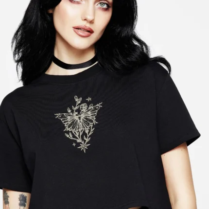 Hawkmoth Graphic Print Boxy Crop Tee