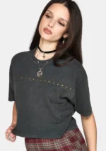 Jaydan Studded Crop Boxy T Shirt