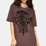 Leucosia Lace Trim Graphic T Shirt Dress