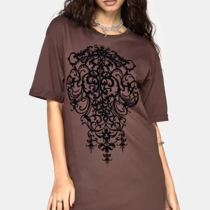 Leucosia Lace Trim Graphic T Shirt Dress