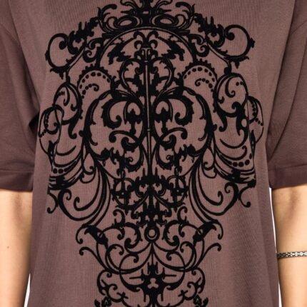 Leucosia Lace Trim Graphic T Shirt Dress g