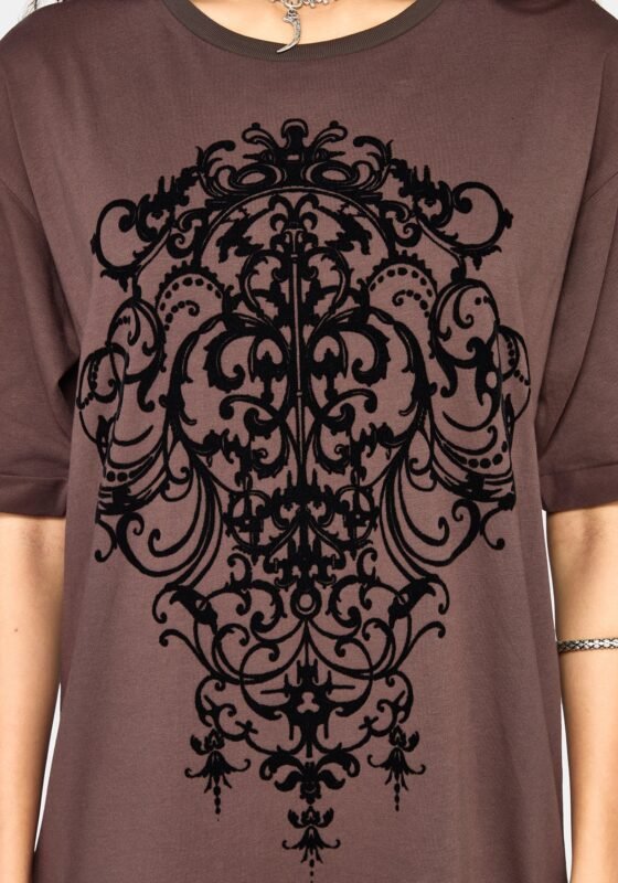 Leucosia Lace Trim Graphic T Shirt Dress g