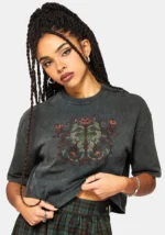 Mai Twin Flame Embroidered Dragon Print Boxy Tee