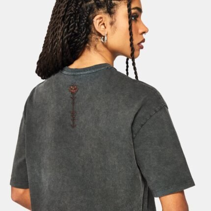 Mai Twin Flame Embroidered Dragon Print Boxy Tee f