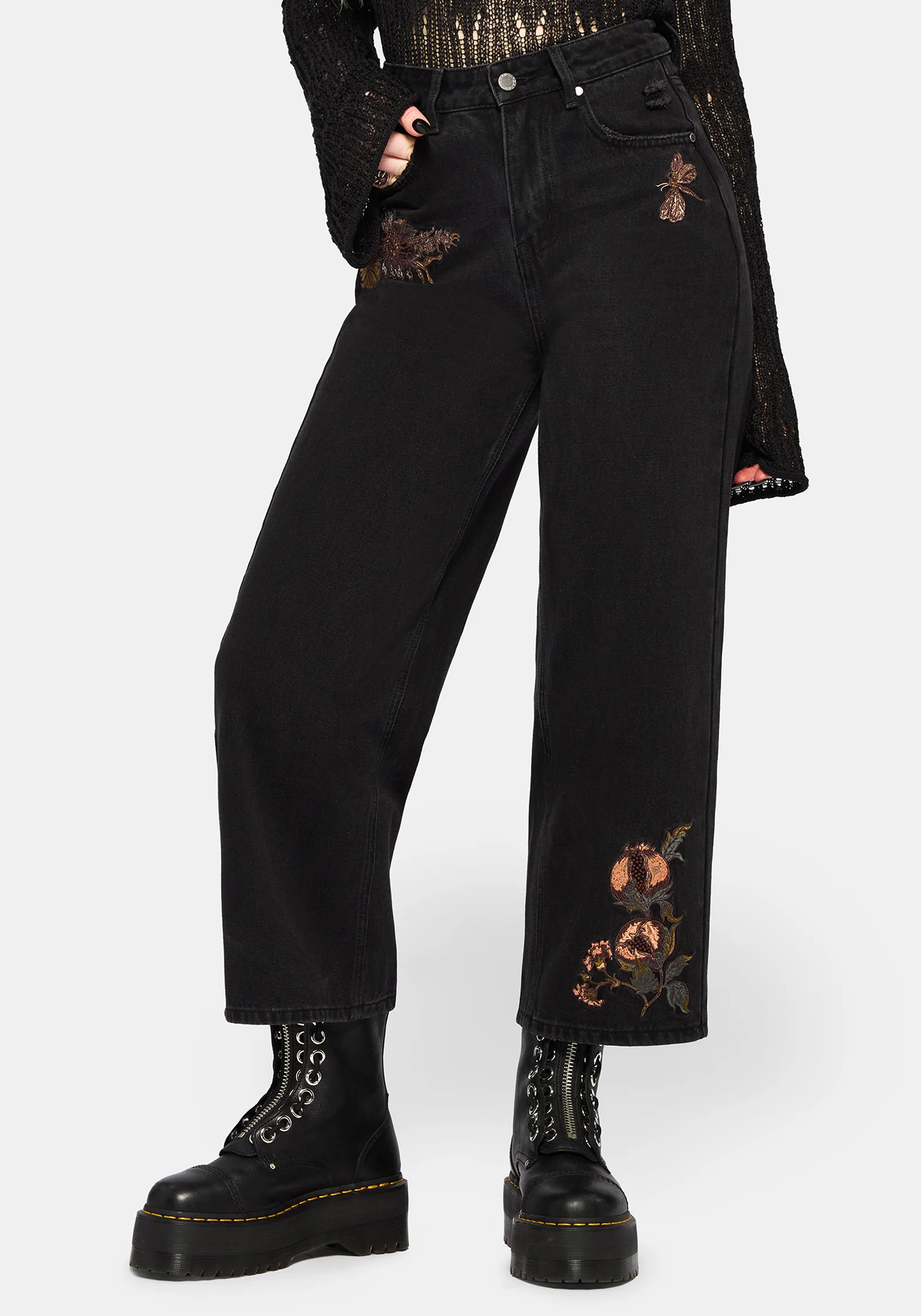 Poison Eden Embroidered Denim Culotte Poison Eden Embroidered Denim Culotte