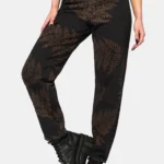 Ruin Fern Printed Barrel Leg Denim Jeans