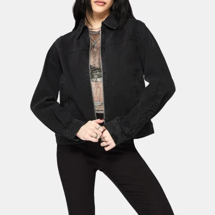 Selin Embroidered Boxy Denim Jacket
