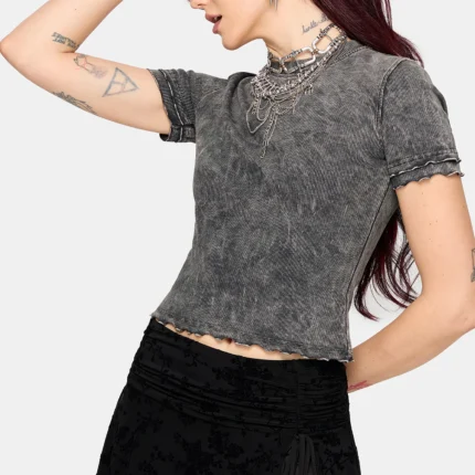 TO4158 STORIRIBBEDSHORTSLEEVET SHIRT BLACK5150