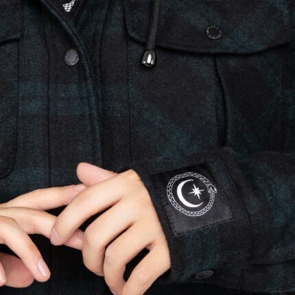 Trellis Hooded Pocket Wool Blend Check Shacket g